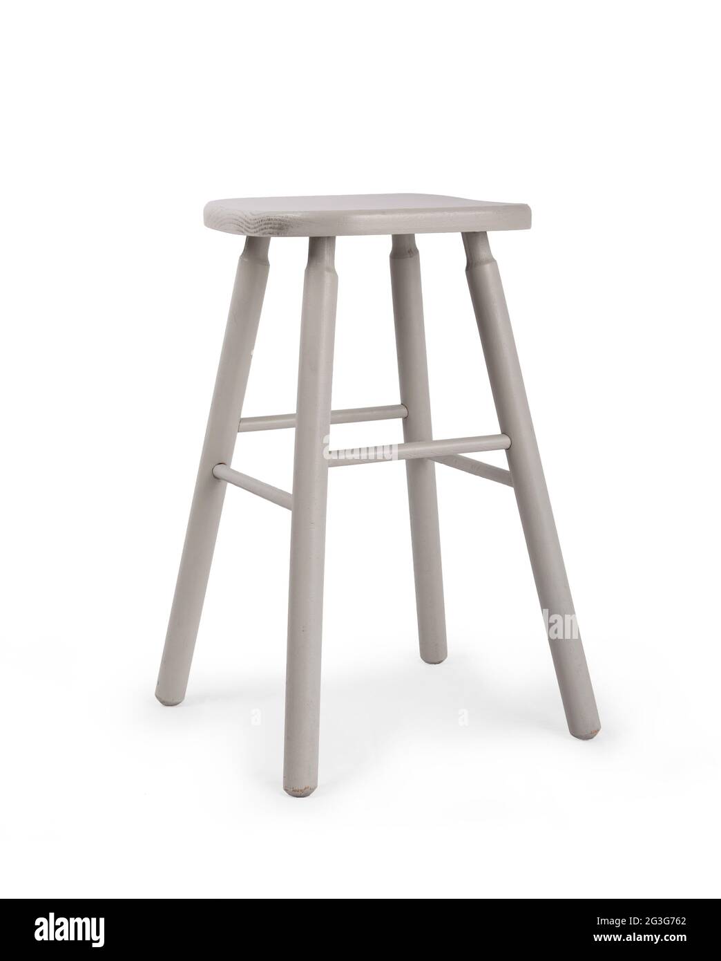 Old wooden grey stool isolated Stock Photo Alamy