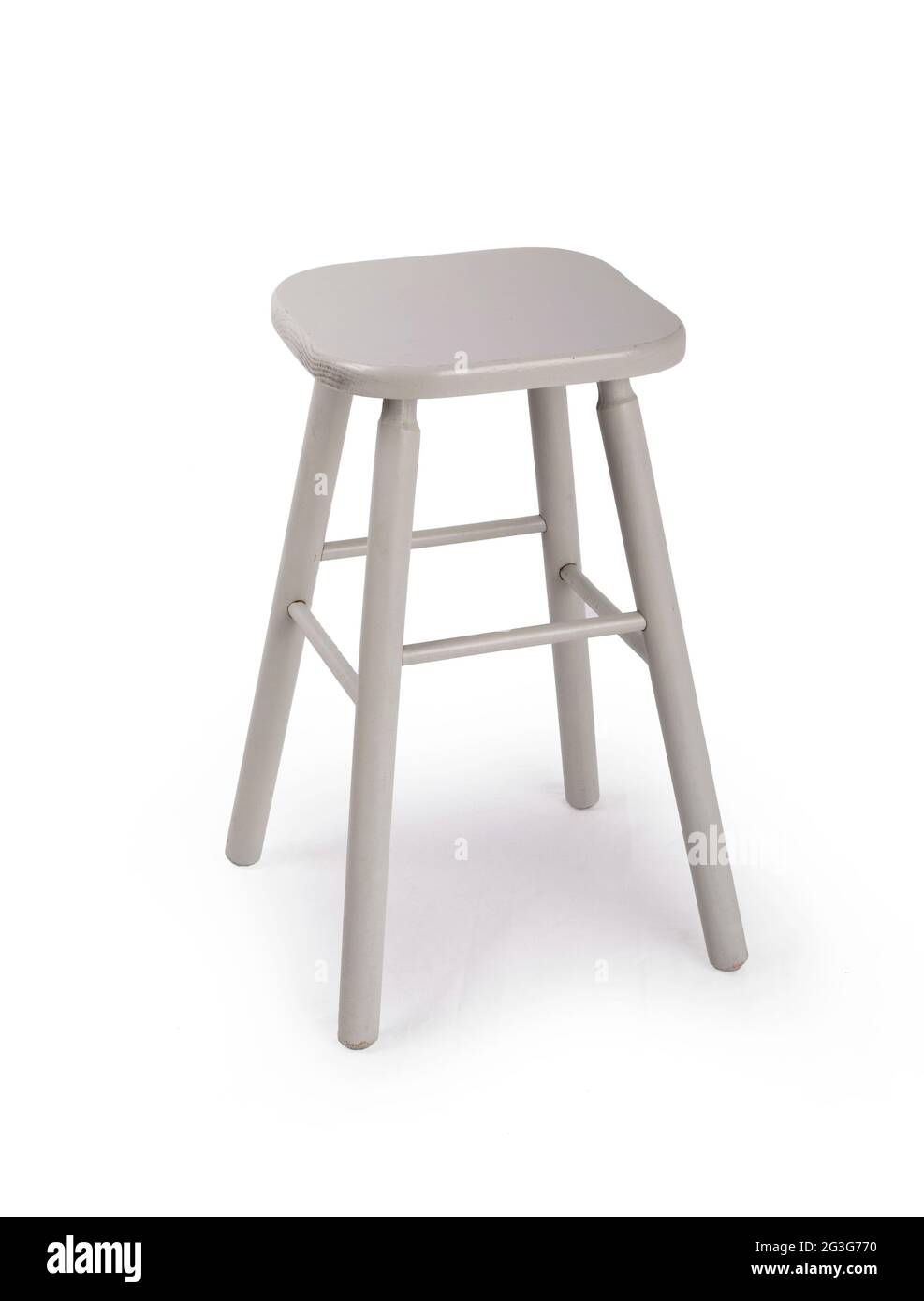 Old wooden grey stool isolated Stock Photo Alamy