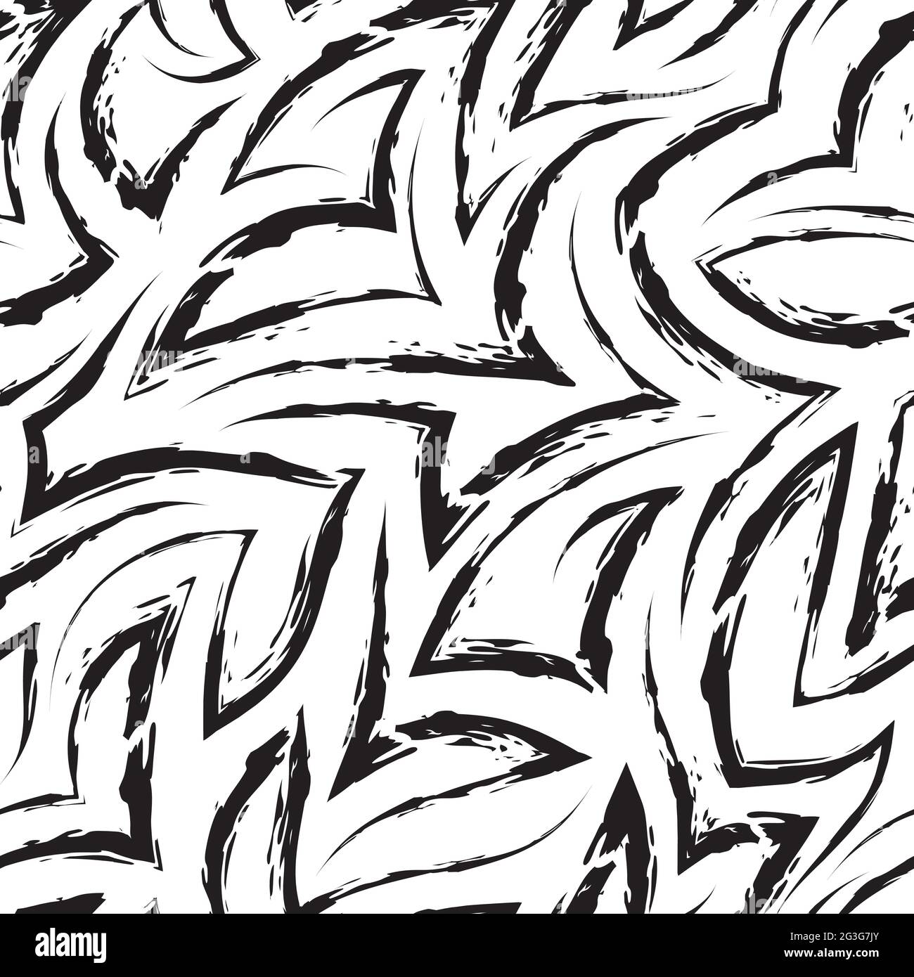 Vector seamless pattern of zigzags and corners in black isolated on ...