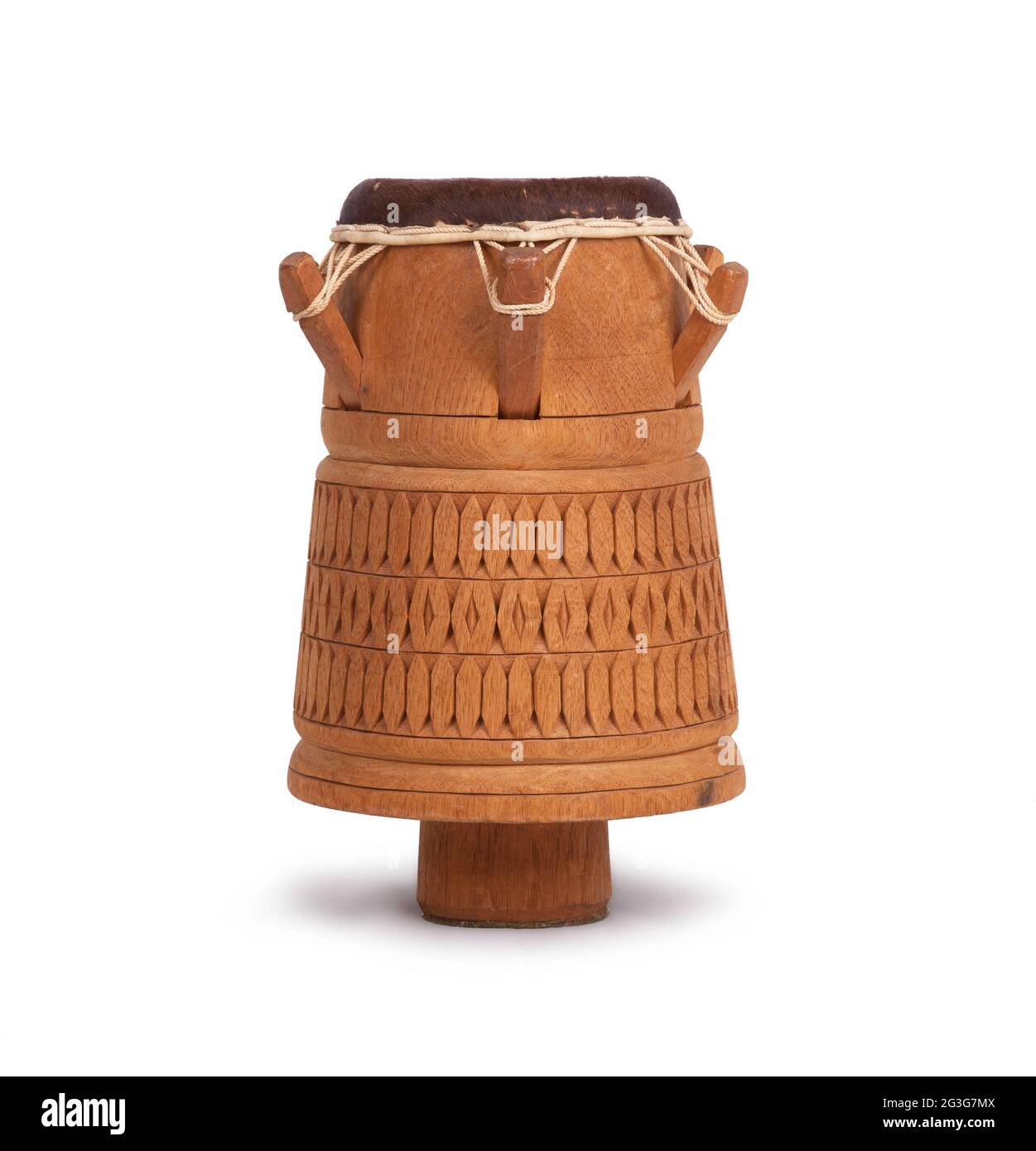 Djembe, Surinam percussion, handmade wooden drum with goat skin Stock Photo Alamy