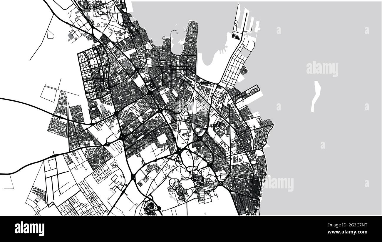 Urban vector city map of Dammam, Saudi Arabia, Middle East Stock Vector