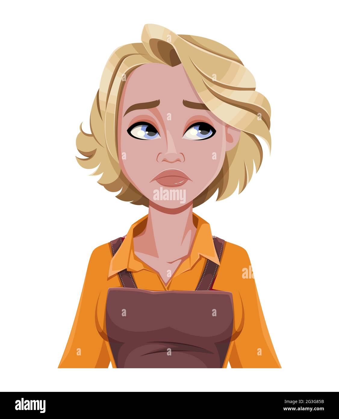 Face expression of beautiful woman barista, tired. Female emotion. Cute  cartoon character. Vector illustration Stock Vector Image & Art - Alamy