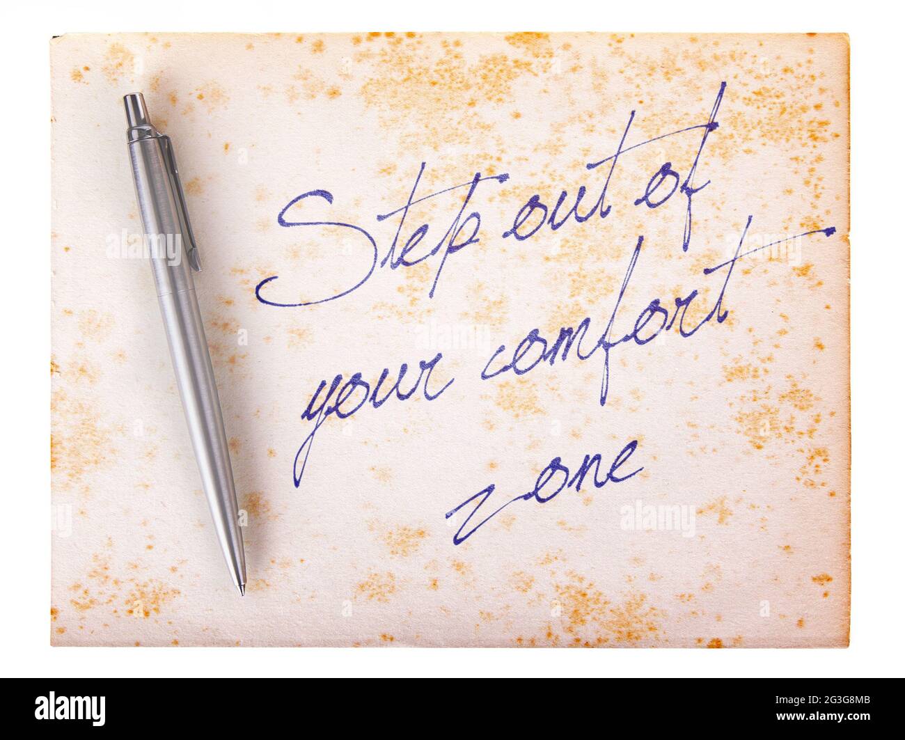 Old paper grunge background - Step out of your comfort zone Stock Photo