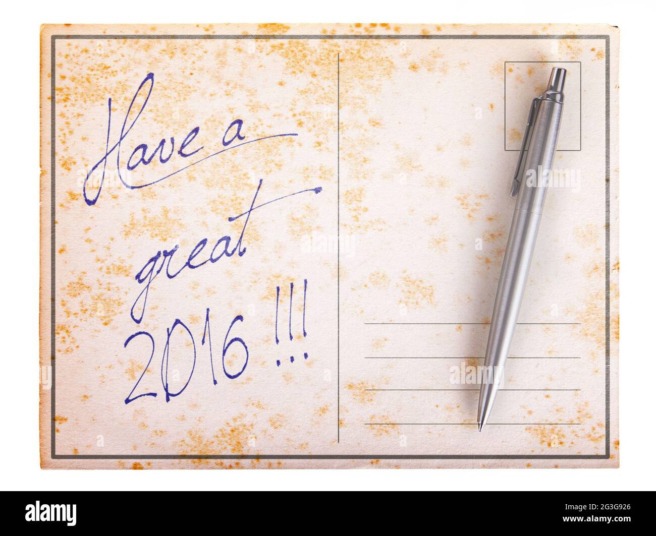 Old paper postcard - Have a great 2016 Stock Photo