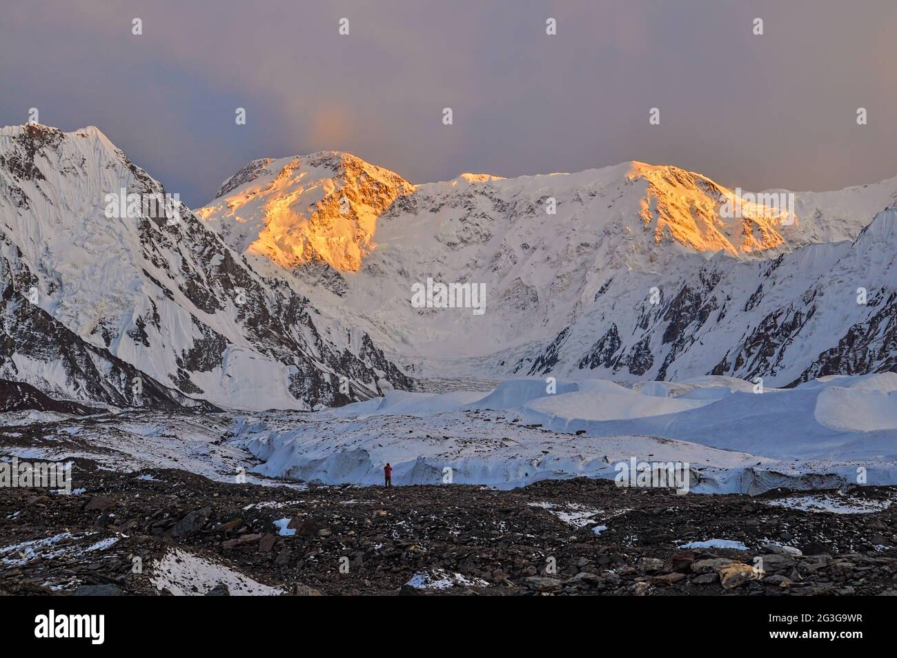 Inylcheck glacier on early morning Stock Photo