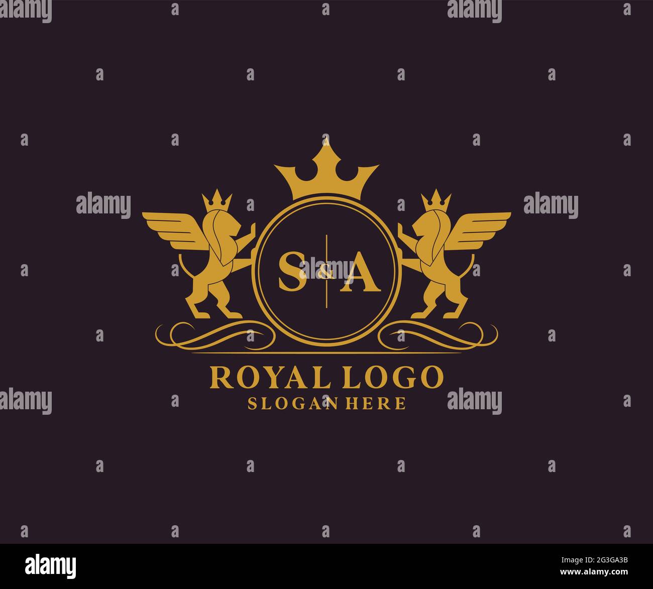 SA Letter Lion Royal Luxury Heraldic,Crest Logo template in vector art ...