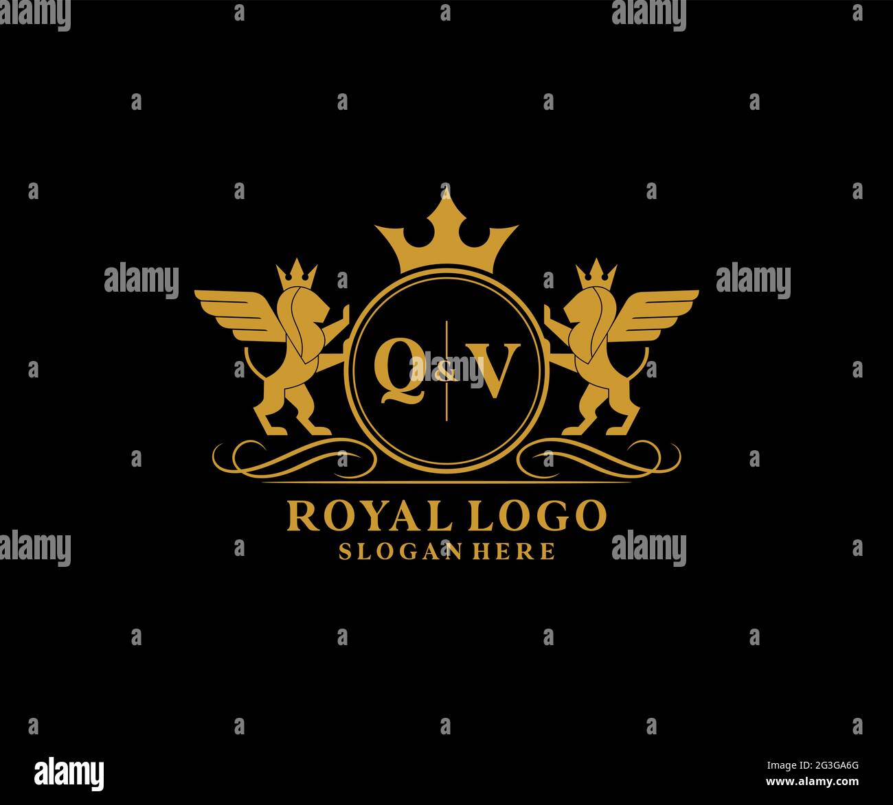 QV Letter Lion Royal Luxury Heraldic,Crest Logo template in vector art ...