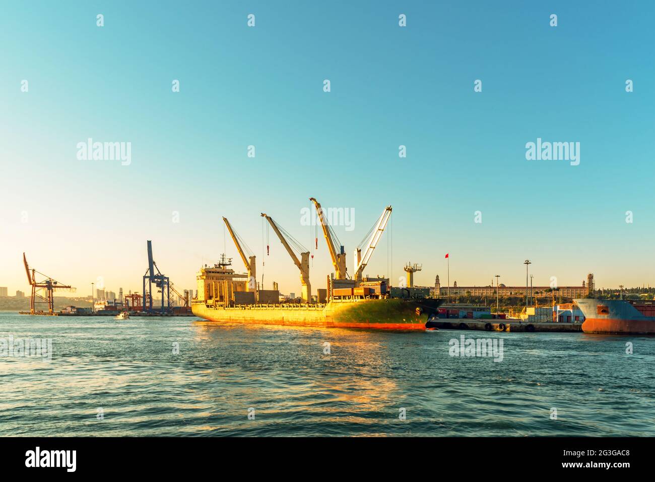 Big cargo ship in Istanbul port Kadikoy, Turkey Stock Photo Alamy