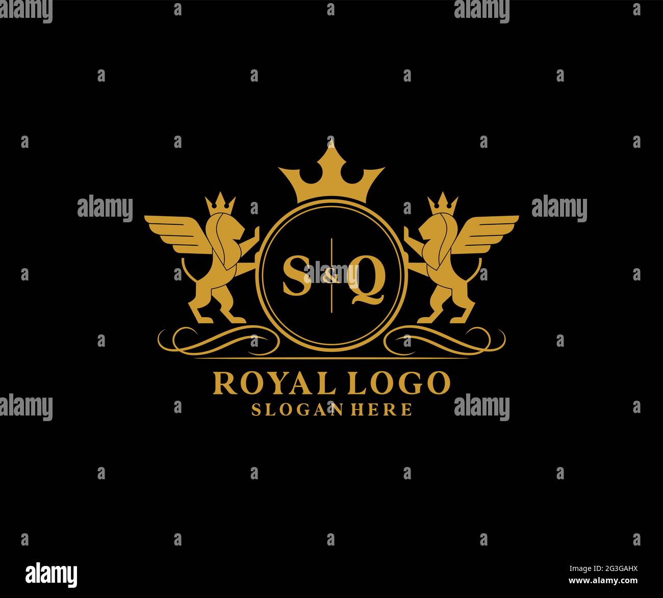 SQ Letter Lion Royal Luxury Heraldic,Crest Logo template in vector art ...