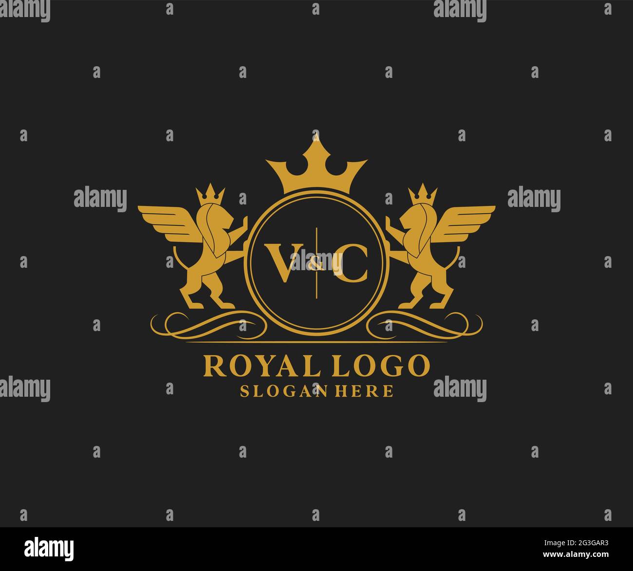 VC Letter Lion Royal Luxury Heraldic,Crest Logo template in vector art ...