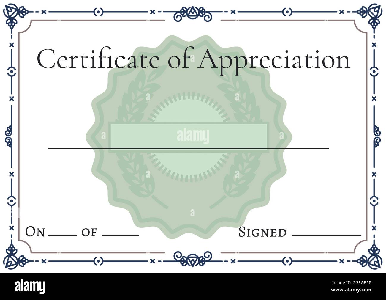 Certificate of appreciation with decorative wreath and frame pattern with copy space Stock Photo