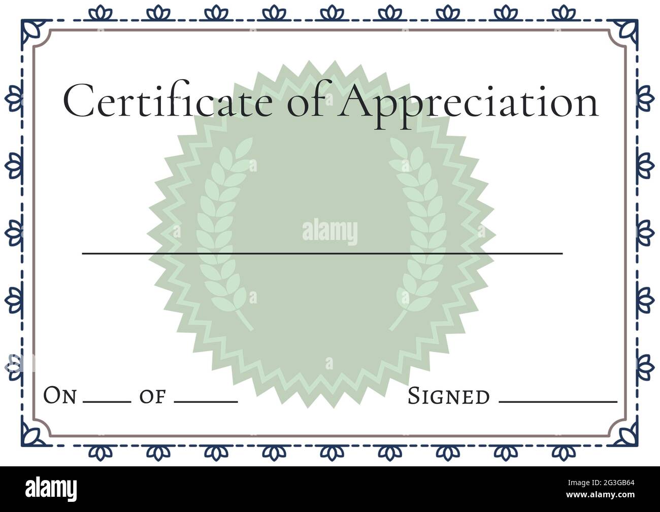 Certificate of appreciation with decorative wreath and frame pattern with copy space Stock Photo
