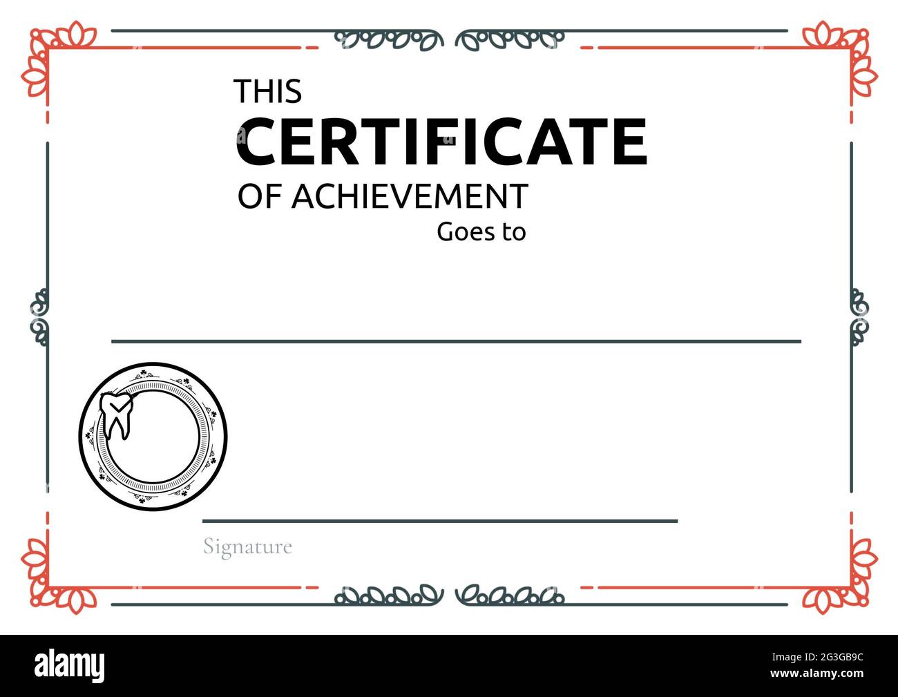 Template of certificate of achievement with decorative frame pattern