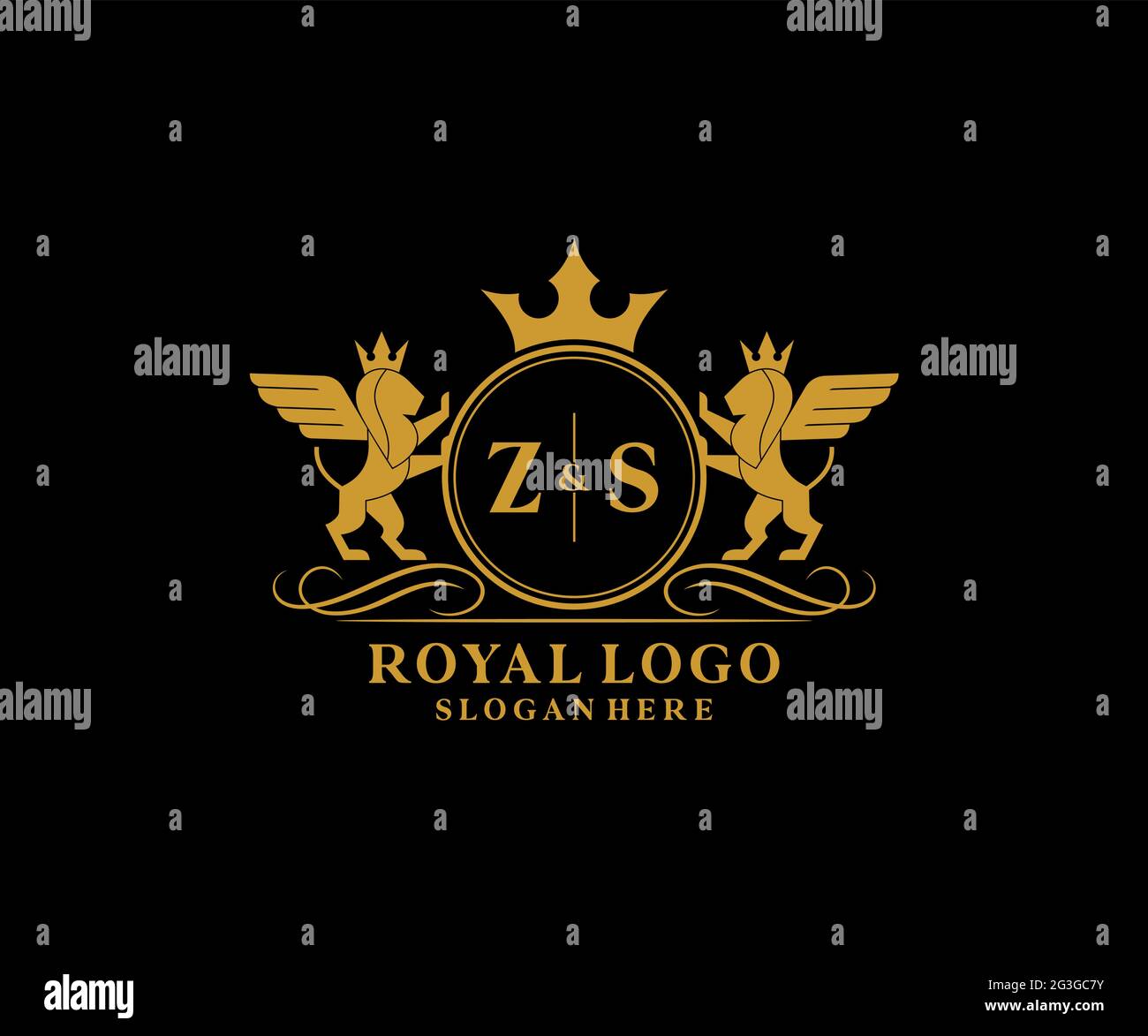 ZS Letter Lion Royal Luxury Heraldic,Crest Logo template in vector art ...