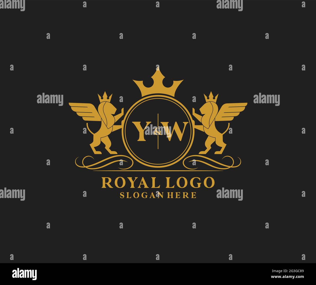 YW Letter Lion Royal Luxury Heraldic,Crest Logo template in vector art ...