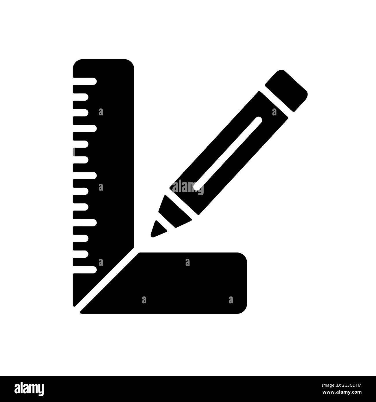 Carpenter square and pencil vector glyph icon. Construction, repair and