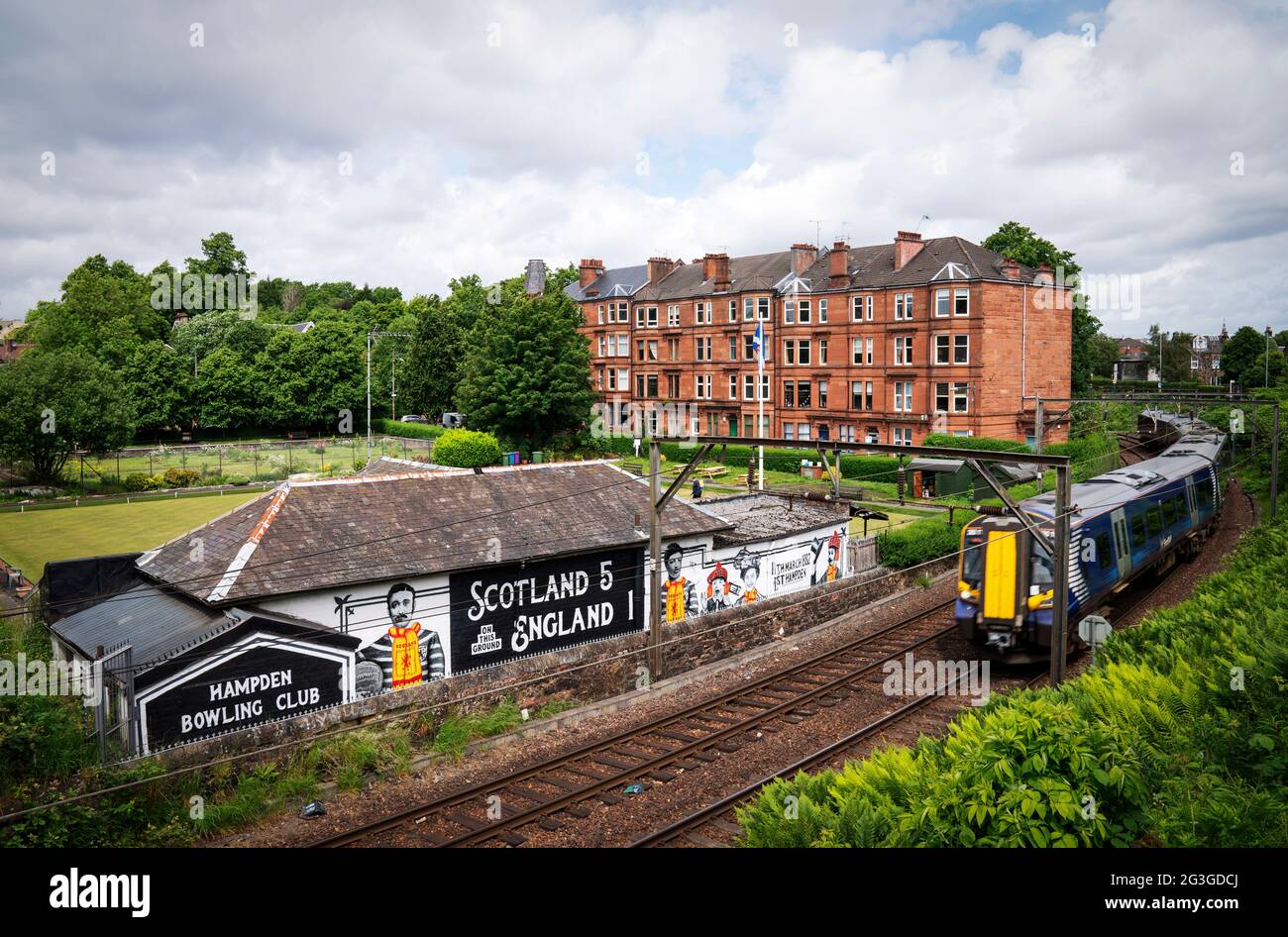 The mural at Hampden Bowling Club, Glasgow, site of the original