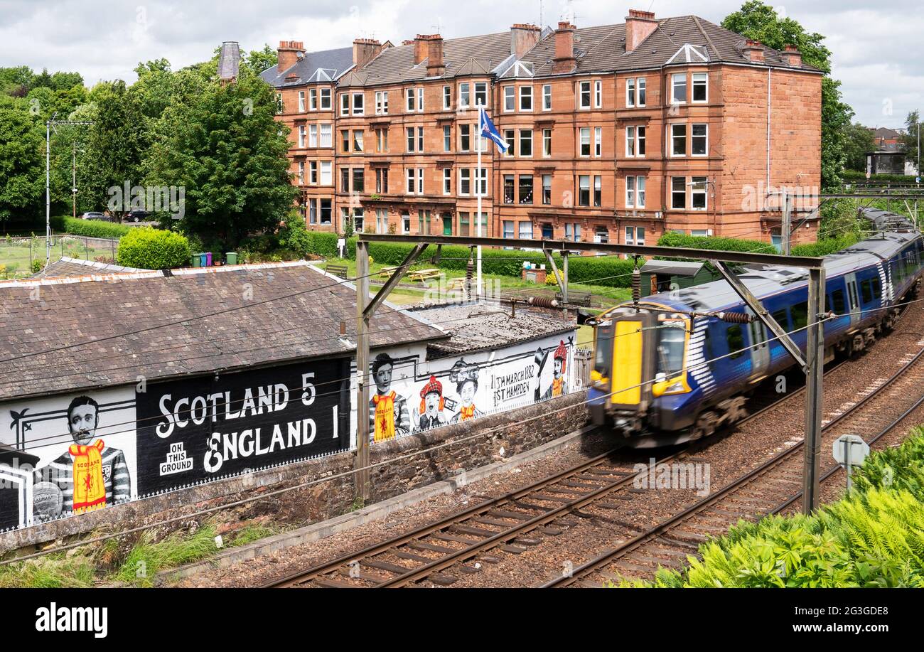 The mural at Hampden Bowling Club, Glasgow, site of the original