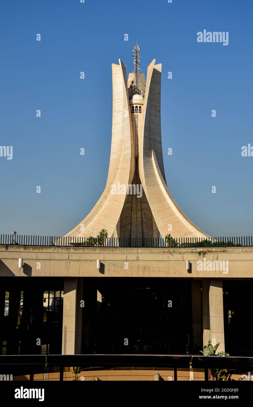 View of Maqam Echahid monument, Martyrs Monument, Memorial statue. Stock Photo