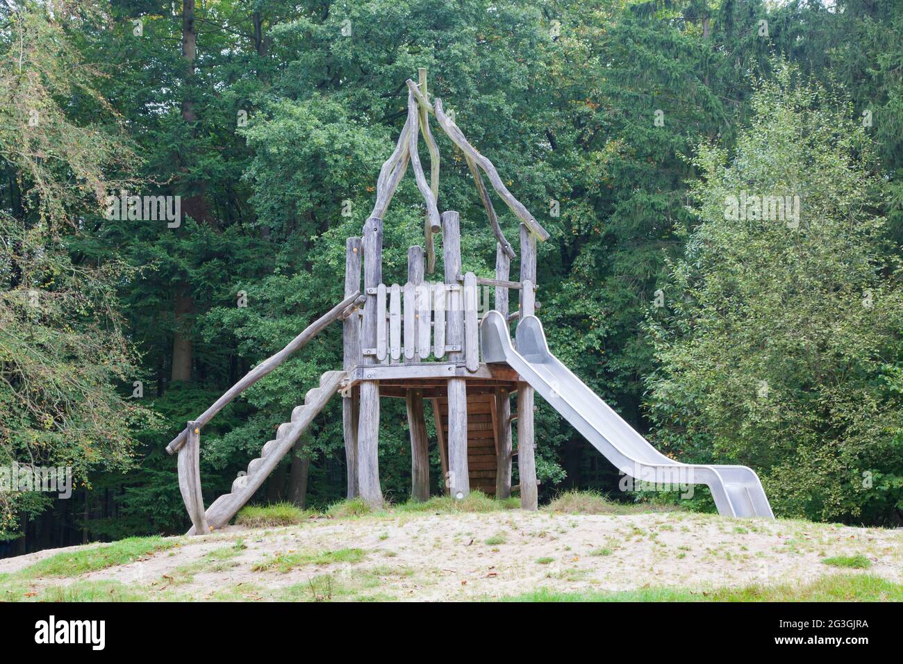 Old wooden playground slide Stock Photo Alamy