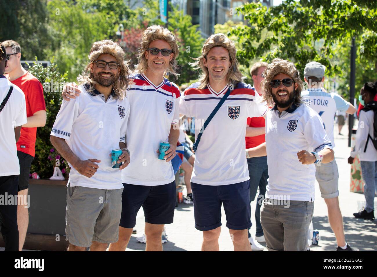 England fans outside wembley stadium after the england v croatia hires