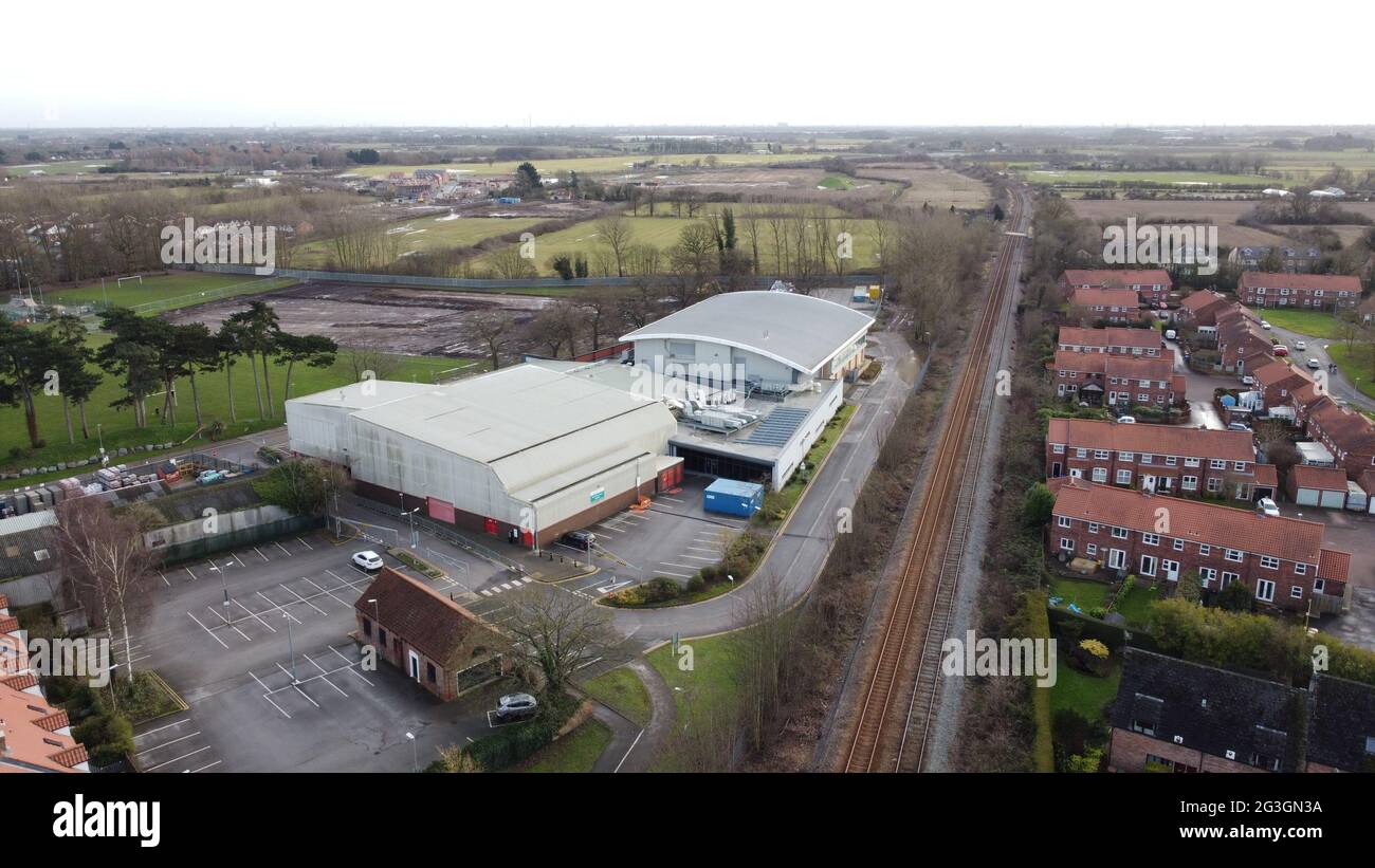 Aerial View of Beverley Leisure Centre, Beverley, East Riding of Yorkshire, England, UK, January 2021 Stock Photo