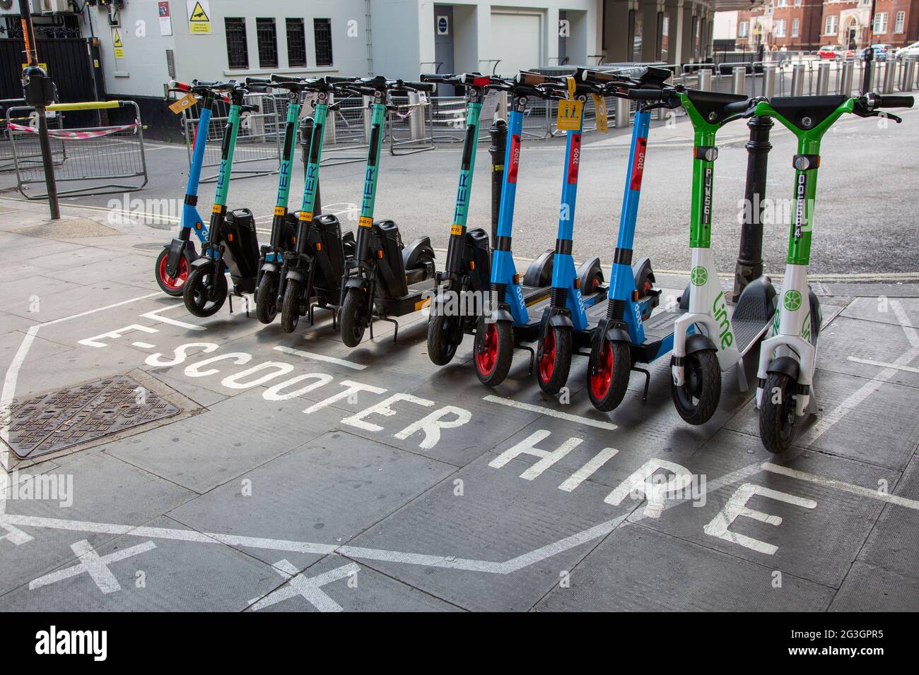 An escooter station in Hammersmith one of the few boroughs where