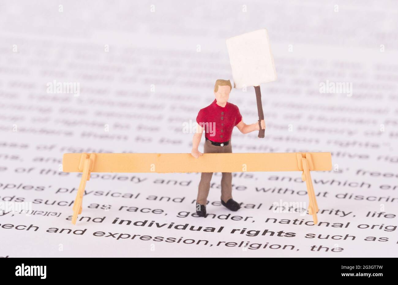 Tiny person demonstrating for his rights Stock Photo - Alamy