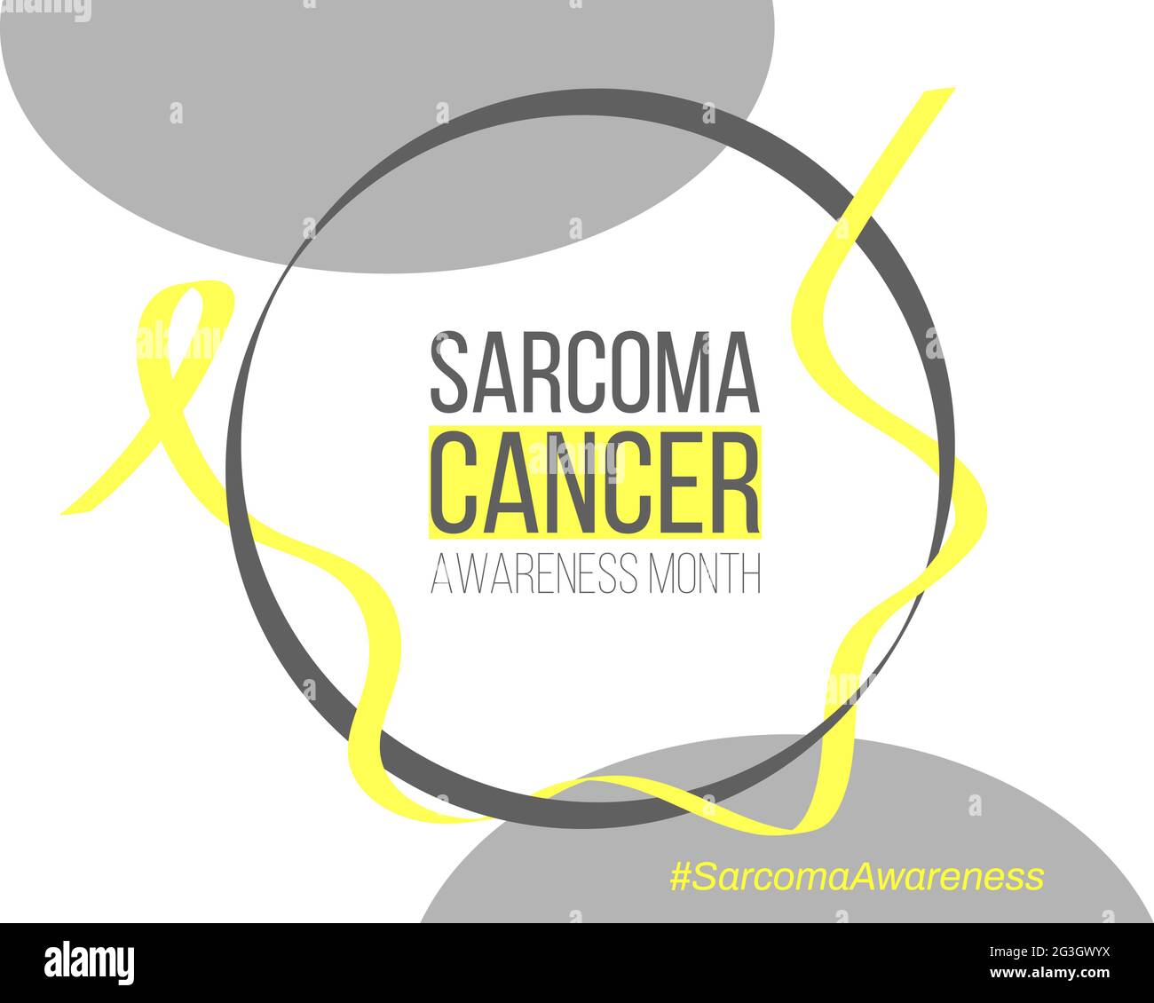 Sarcoma cancer awareness month concept. Banner template with yellow ribbon and text. Vector illustration. Stock Vector