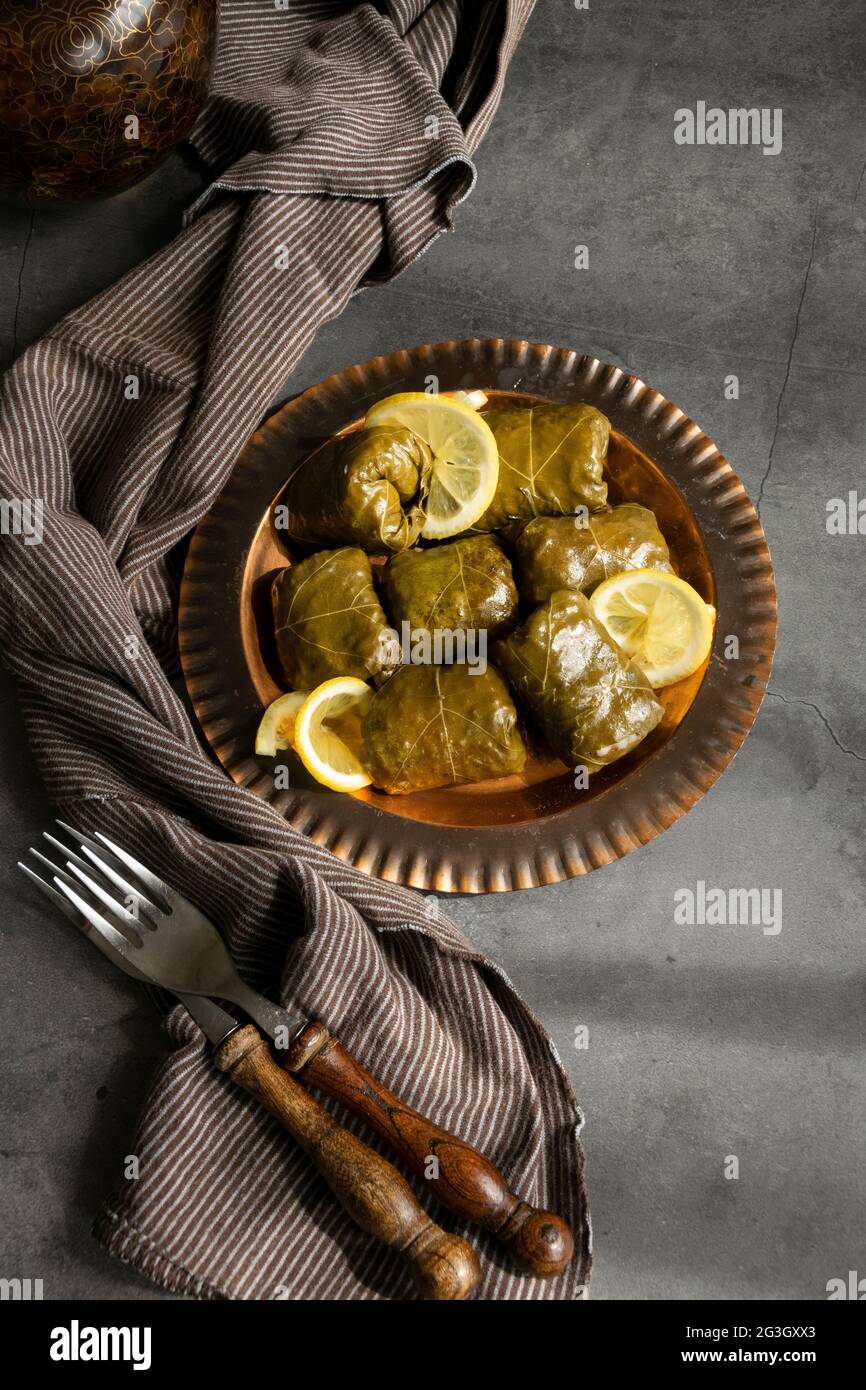 Stuffed grape leaves, healthy homemade food Stock Photo Alamy