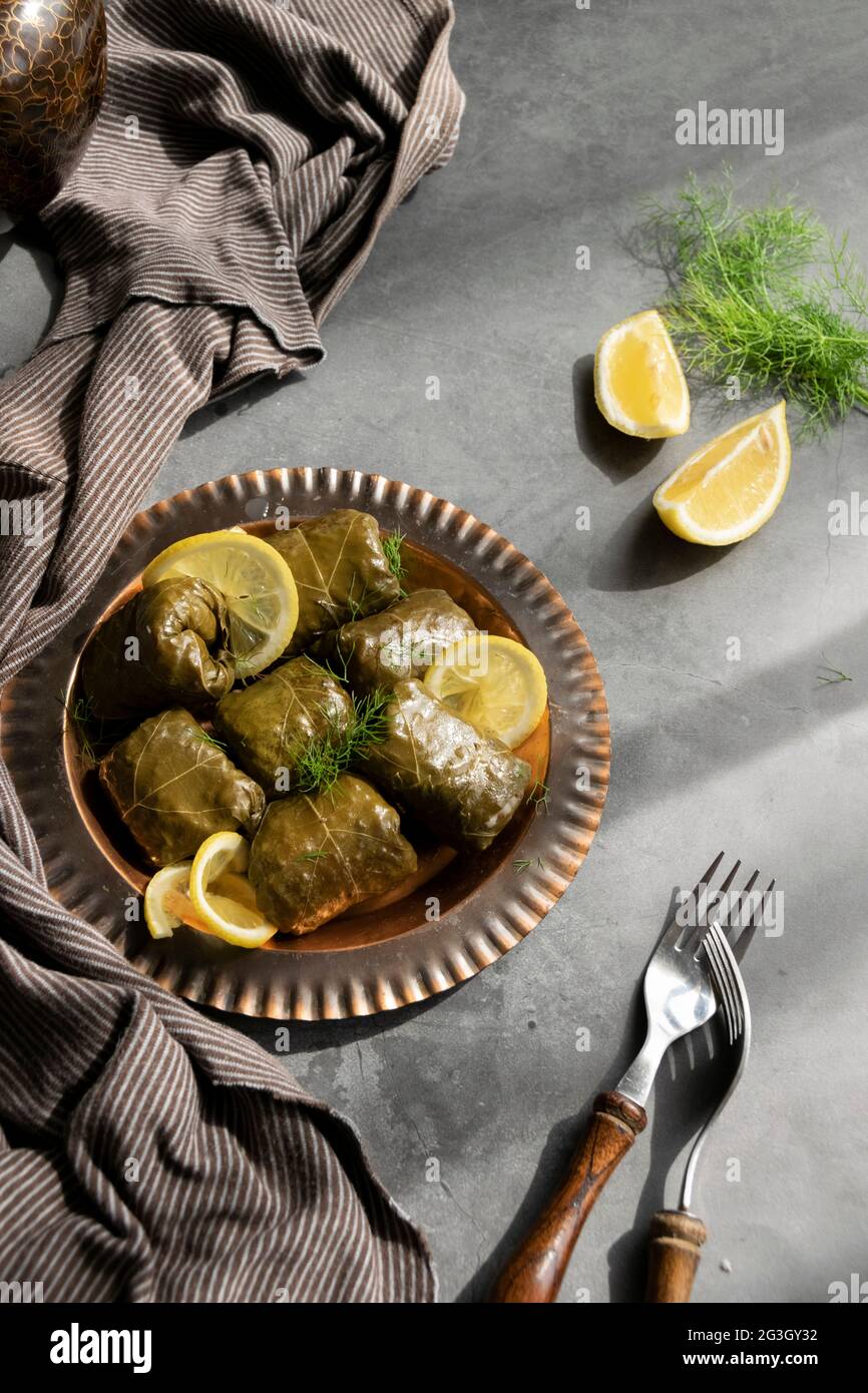 Stuffed grape leaves, healthy homemade food Stock Photo Alamy