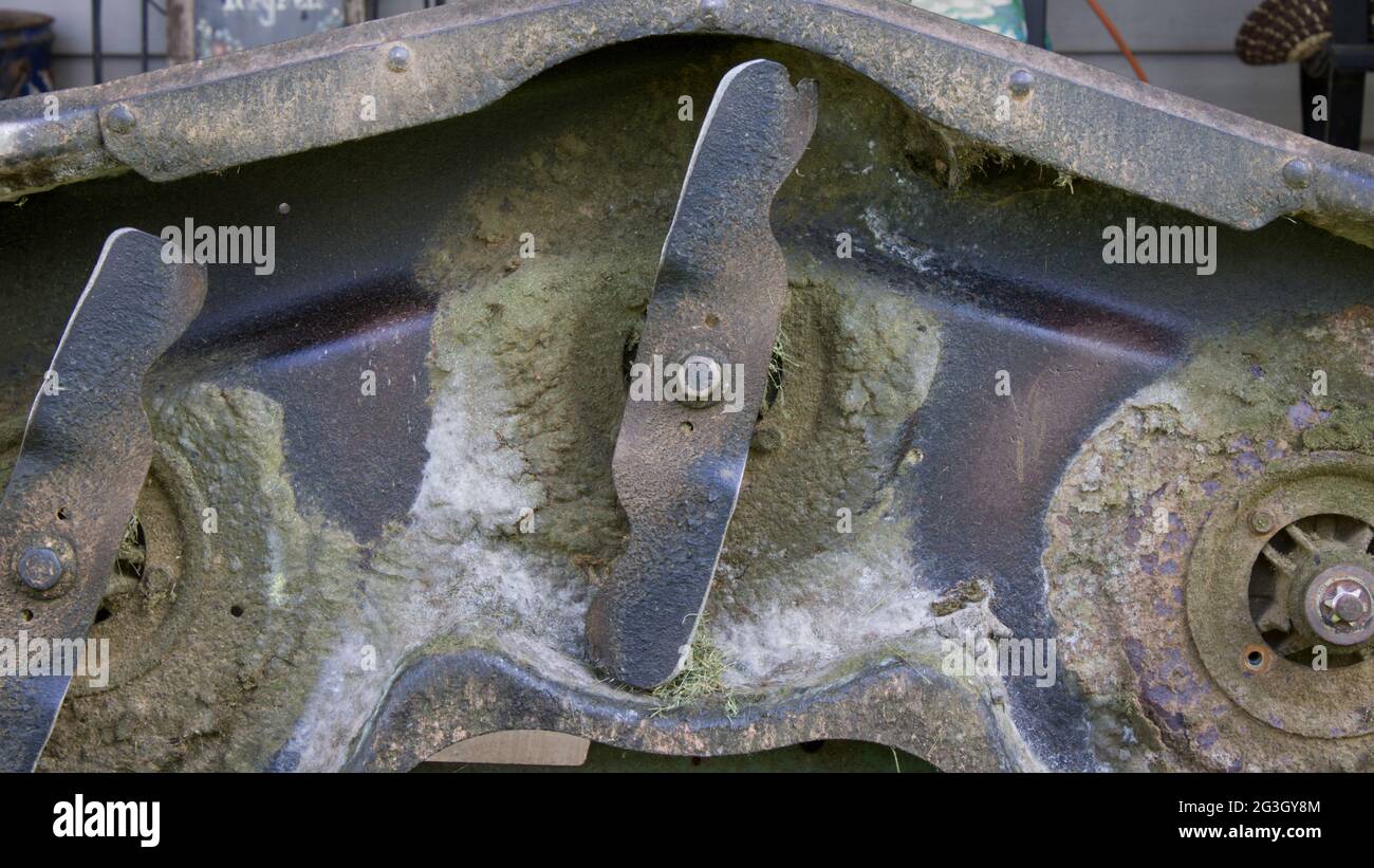 The Underneath of a Riding Mower Deck Stock Photo