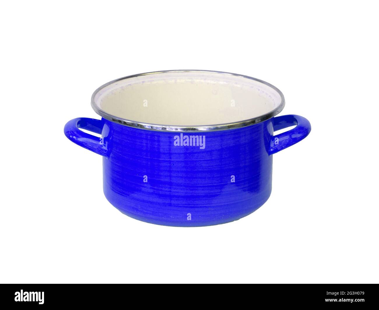 Old blue metal cooking pot Stock Photo Alamy