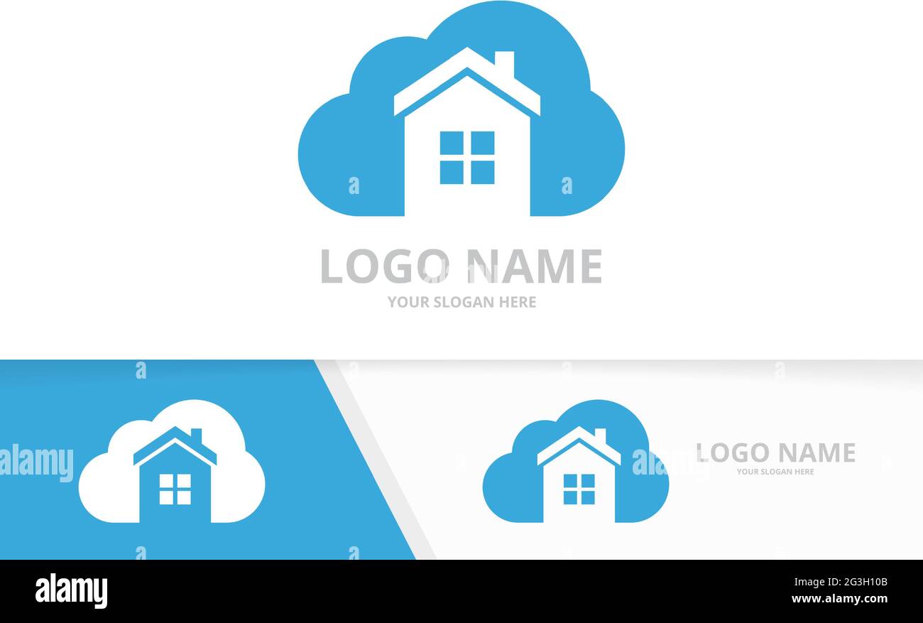Vector real estate logo combination. House and cloud logotype design template. Stock Vector