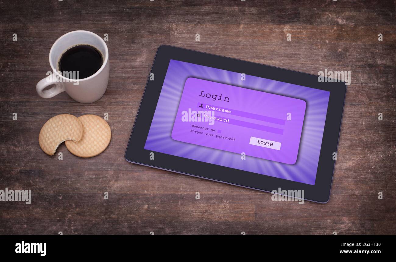 Login interface on tablet - username and password Stock Photo - Alamy