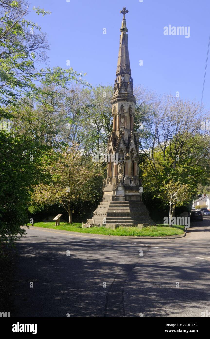 Monument by John Gibbs to Sir George Cornewall Lewis, Bt., local M.P. and Chancellor of the Exchequer 1855 -8, in New Radnor, Radnorshire, Wales Stock Photo