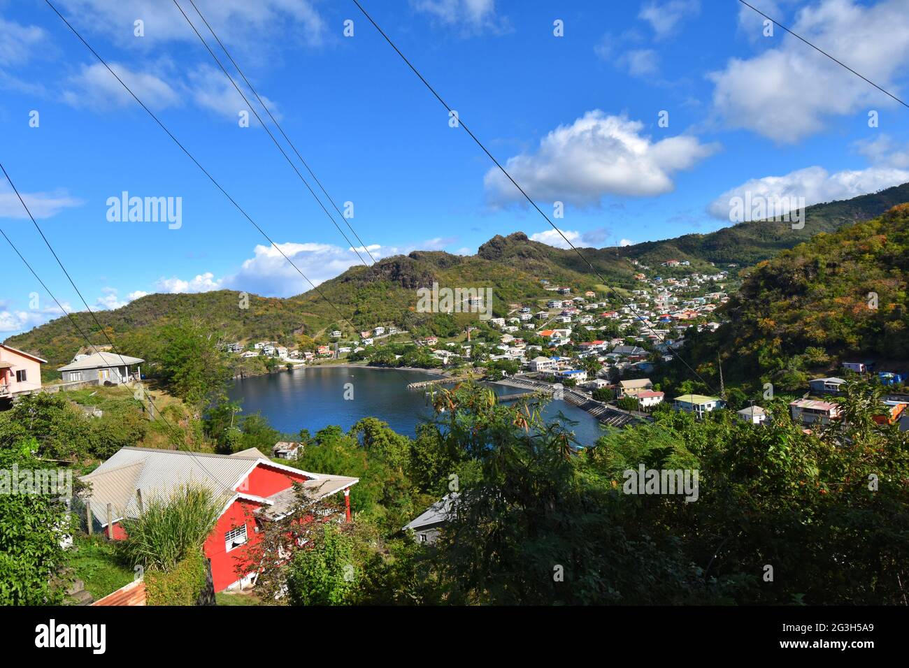 Barrouallie, St. Vincent and the Grenadines- January 5th, 2020: View of the Community of Barrouallie, St. Vincent. Stock Photo