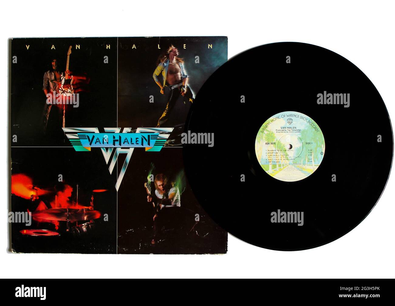 Hard rock, heavy metal and glam metal band, Van Halen music album on vinyl record LP disc. Van Halen is the self-titled debut album cover Stock Photo