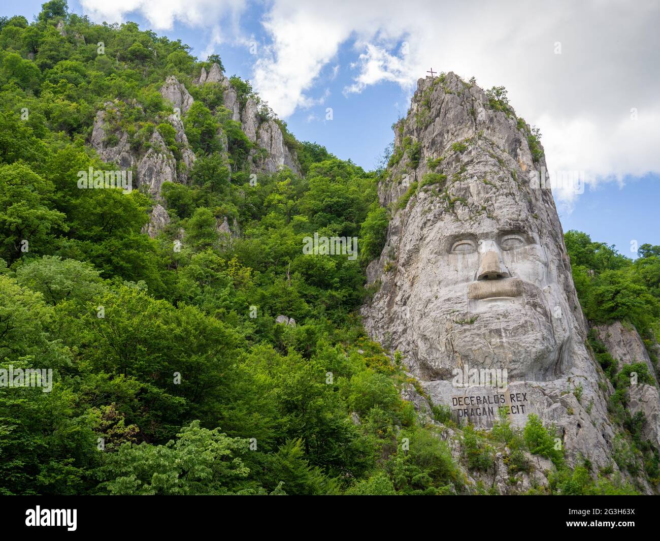 rocl sculpture of decebal dacian king near orsova, romania Stock Photo