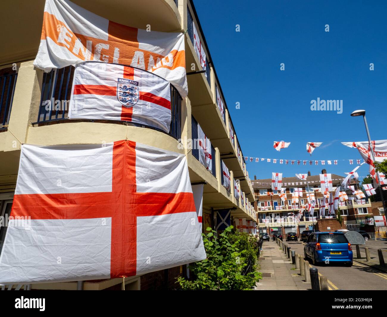 Exploding Flags Euros Football Some of the 400 England flags on display across the Kirby Estate in ...