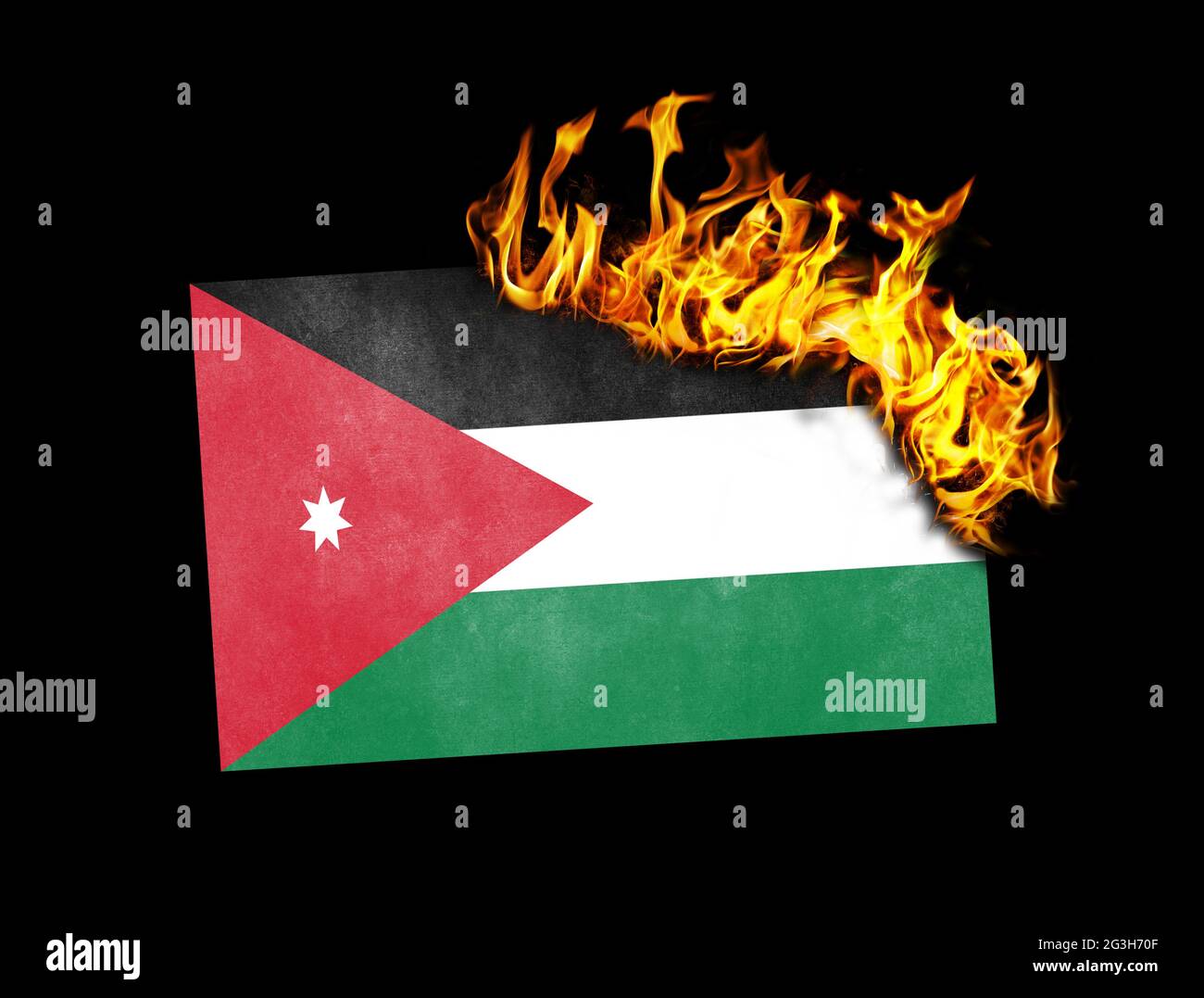 Flag burning - Jordan Stock Photo