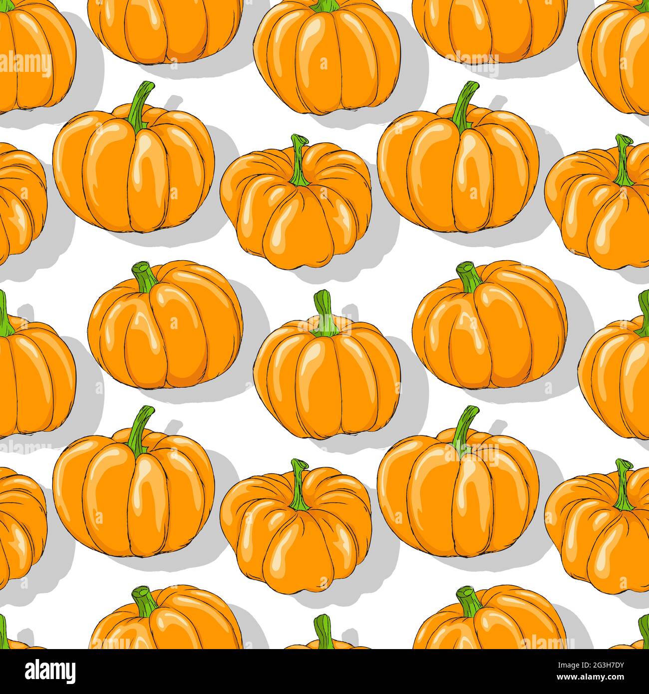 Pumkins repeating pattern, editable vector template Stock Vector