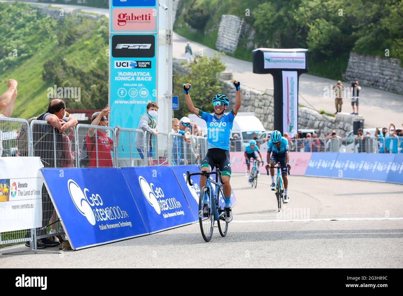 Cima Grappa, Italia. 16th June, 2021. Lorenzo FORTUNATO (EOLO-KOMETA CYCLING TEAM) durante Adriatica Ionica Race - Vittorio Veneto-Cima Grappa/Rifugio Bassano, Ciclismo su Strada in Cima Grappa, Italia, 16 giugno 2021 Credit: Independent Photo Agency/Alamy Live News Stock Photo