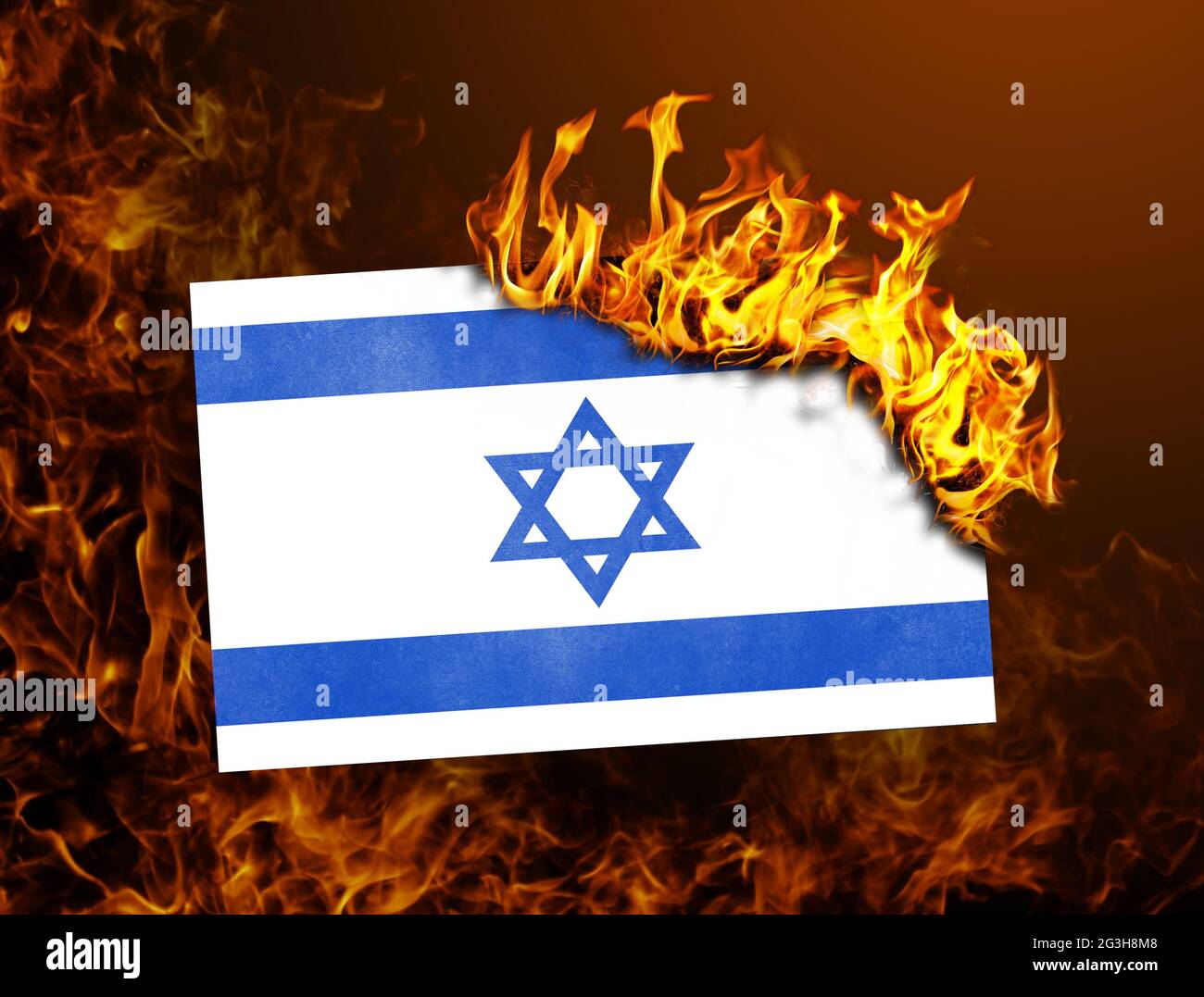 Flag burning - Israel Stock Photo