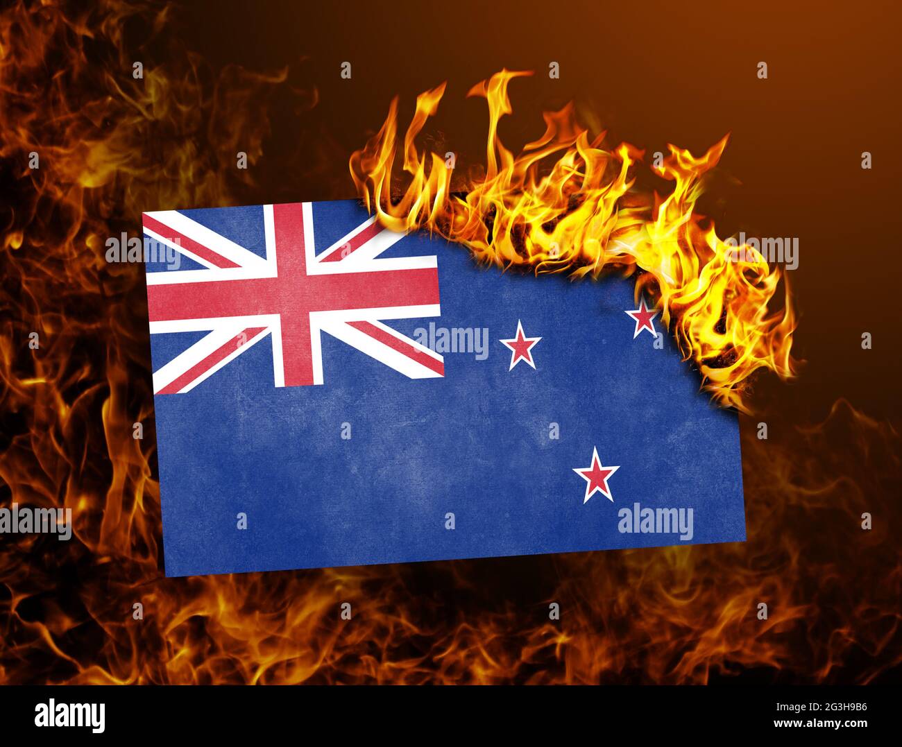 Flag burning New Zealand Stock Photo Alamy