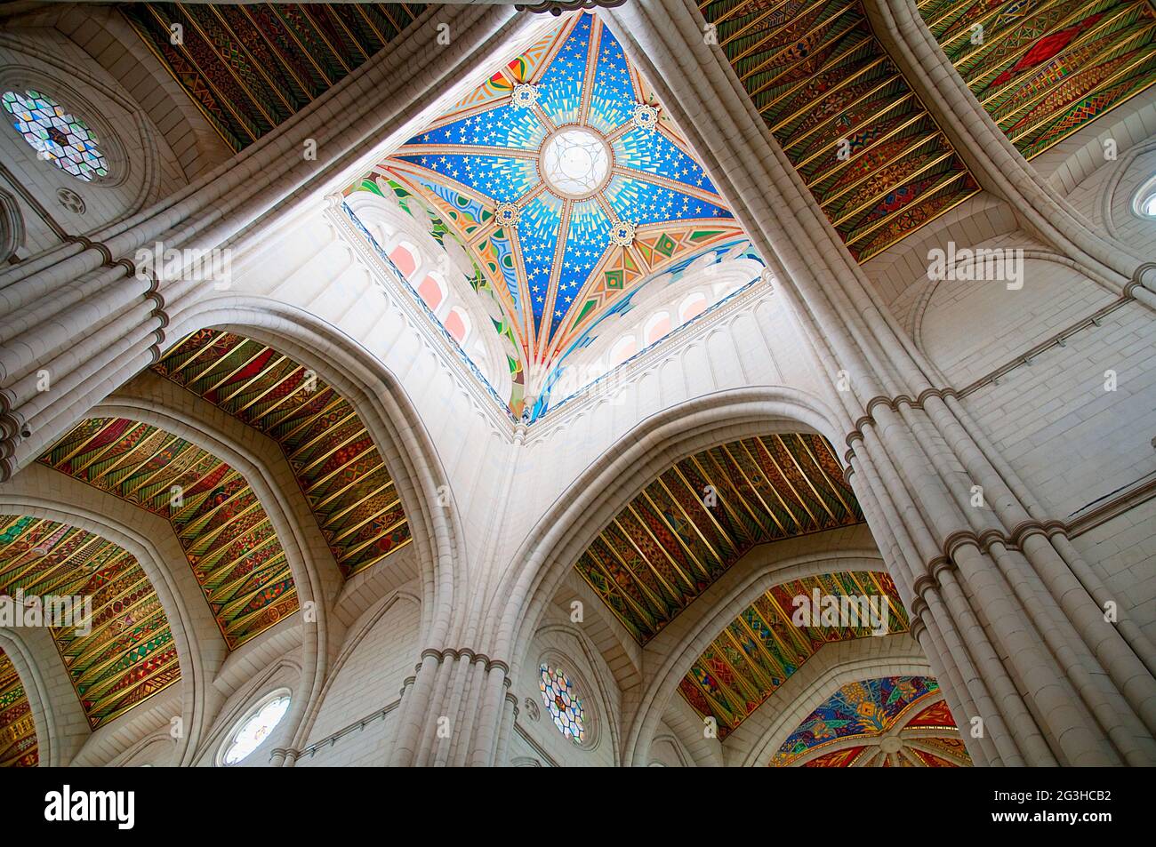 Cupola, interior view. La Almudena cathedral, Madrid, Spain Stock Photo