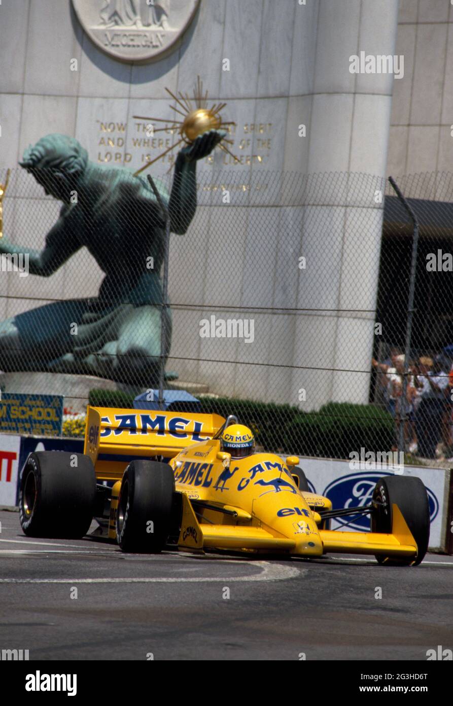 Ayrton Senna. 1987 Detroit Grand Prix Stock Photo