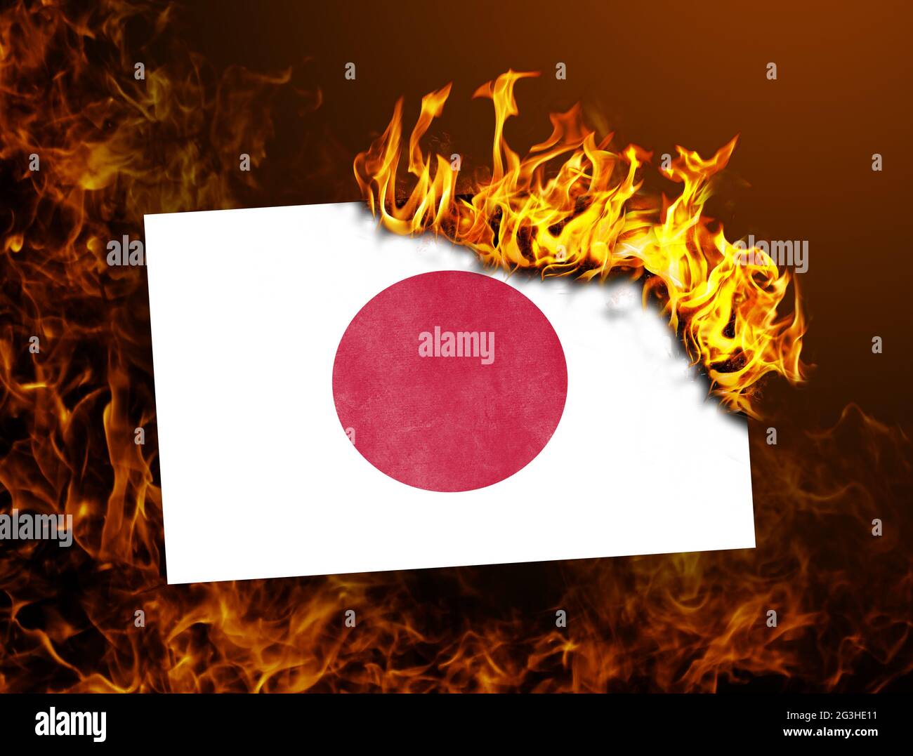 Flag burning Japan Stock Photo Alamy