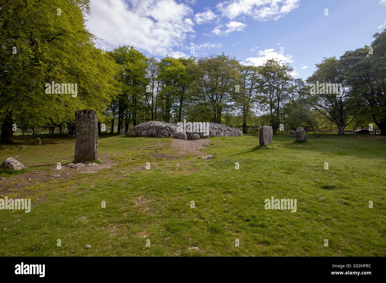 The Bronze Age burial site of Clava Cairns in the Scottish Highlands, UK Stock Photo