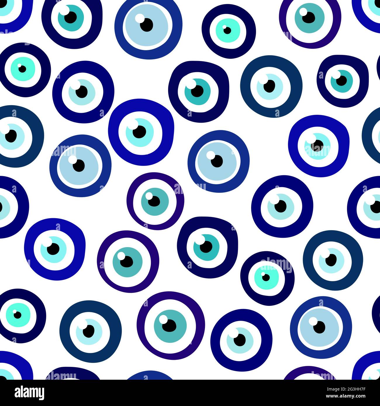 Seamless Nazar Boncugu amulet blue eye pattern. Turkish, Greece, arabian Talisman isolated on white background. Fatima Eye protection symbol set. Magi Stock Vector